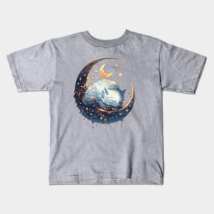 Sleeping Moon Cat Kids T-Shirt